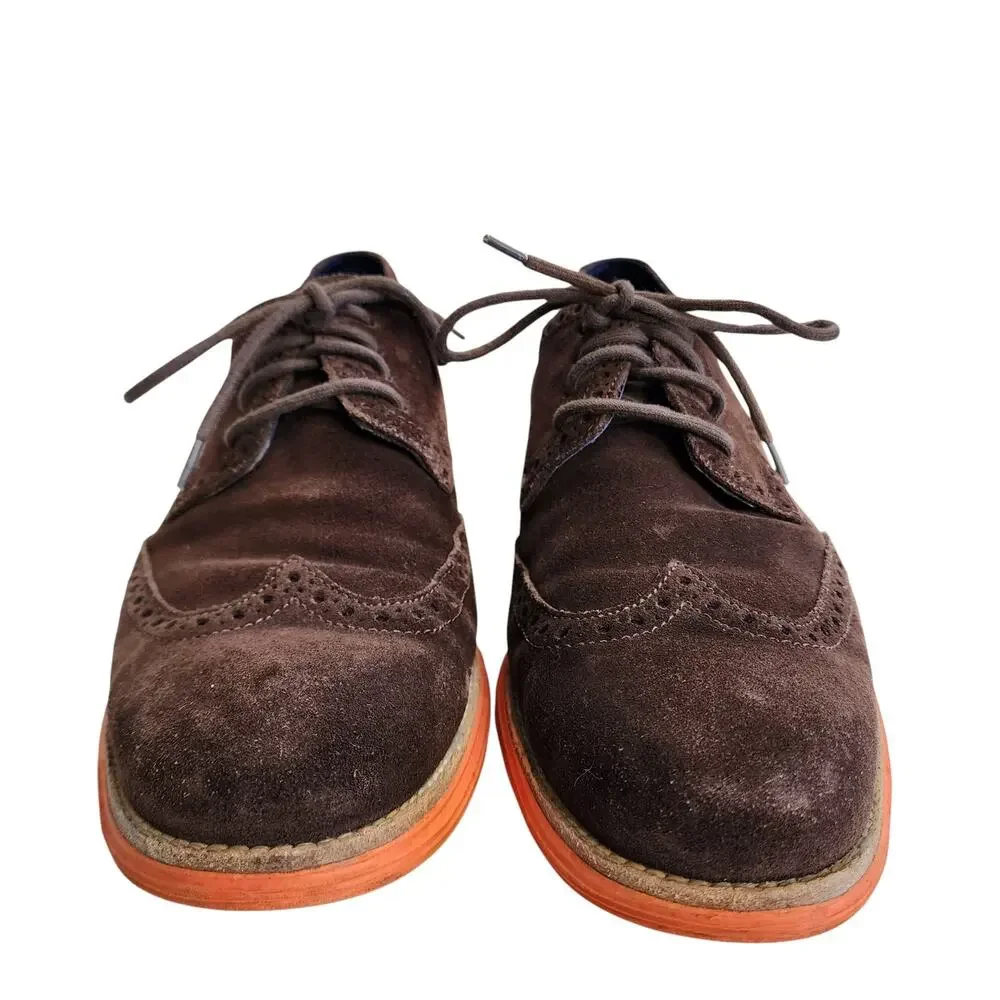 Cole Haan Mens Lunargrand Wingtip Suede‎ Oxford Shoes Size 10.5 Brown Orange